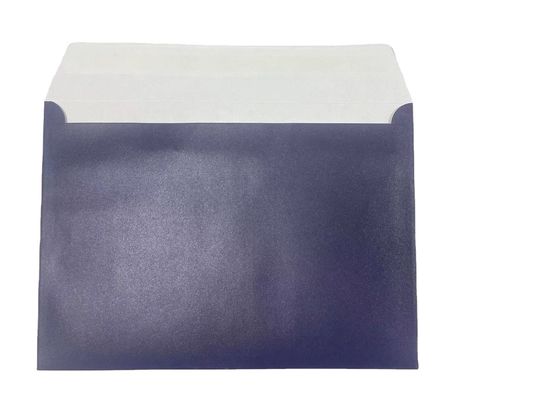 Gift Envelope Foil Stamp Logo Printing A4 Invitation Blue Pearlescent Paper Envelope